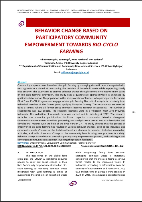 BEHAVIOR CANGE BASED ON PARTICIPATORY COMMUNITY EMPOWERMENT TOWARDS BIO-CYCLO FARMING