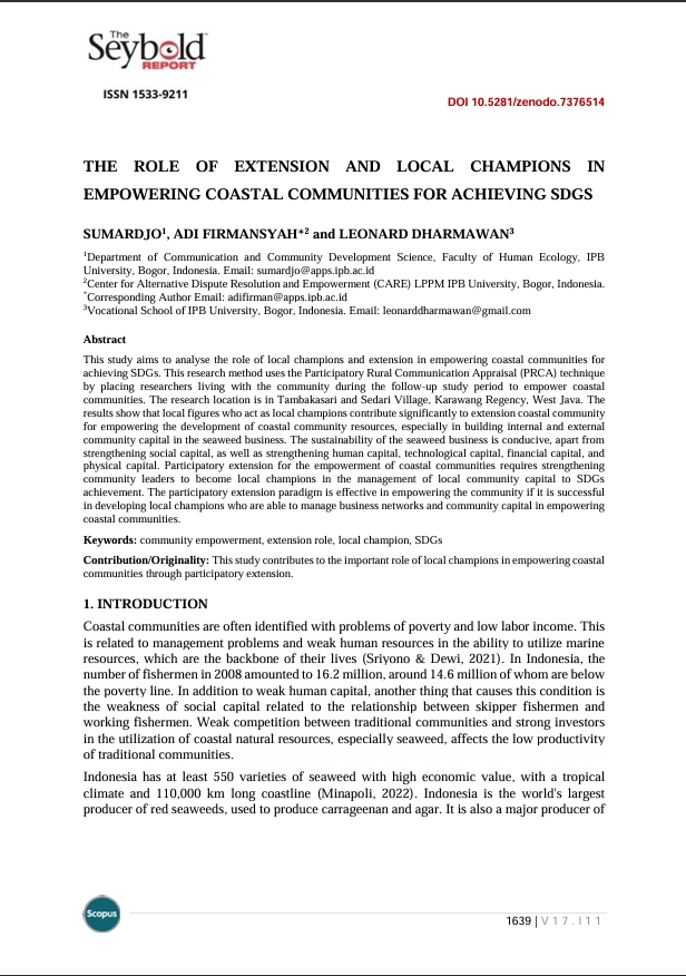 THE ROLE OF EXTENSION AND LOCAL CHAMPIONS IN EMPOWERING COASTAL